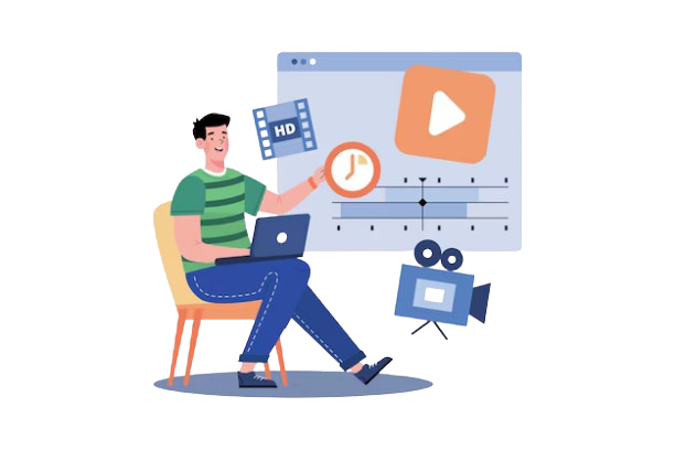 video creator edits footage